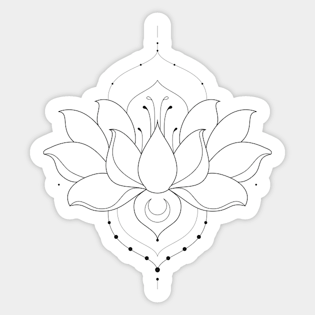 Blooming Lotus Flower / Simple Version / Soft Black Sticker by Human_Pretzel